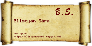 Blistyan Sára névjegykártya